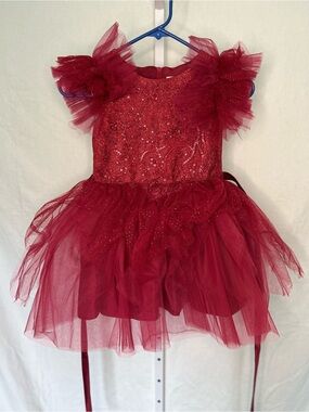 Tip Top Kids Red Sequin Glitz Pageant Tutu Gown Dress 6 Holiday Party
